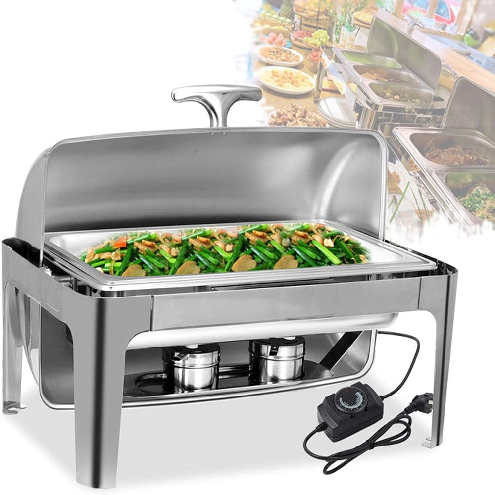 Chafing Dishes with Lids, 9L Electric Food Warmers for Parties and Buffets, Stainless Steel Buffet Servers for Buffet Wedding or Party - Keep Food Warm All Day