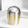 MEUMITY Desktop Small Trash Can Desktop Small Trash Can Multipurpose 304 Stainless Steel Mini Trash Can with Lid for Tabletop Countertop Use Golden view 2