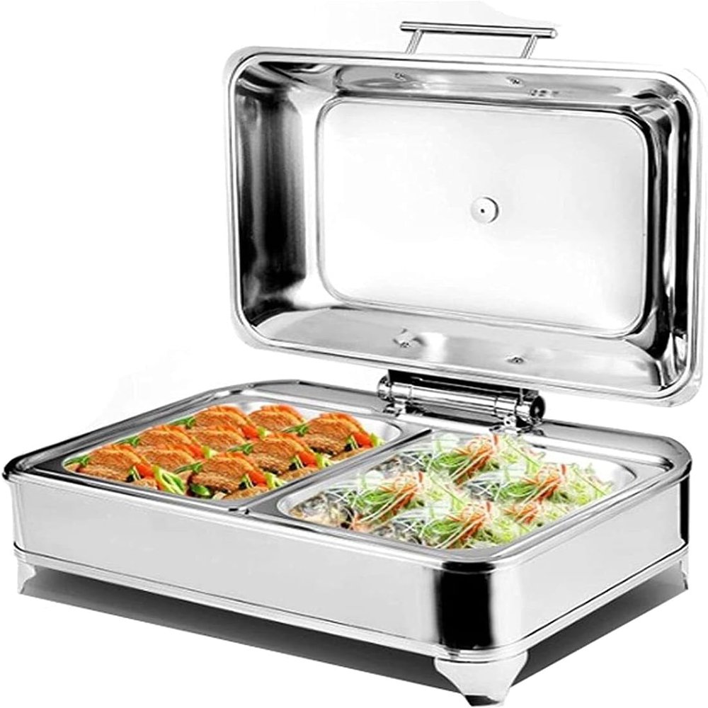Chafing Dish Buffet Set Chafing Dishes, Catering Food Warmer, Electric Square Buffet Servers and Warmers with Visible Lids, for Parties, Buffet, 6L- Adjustable Temperature