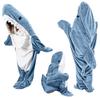 Ambitelligence Shark Blanket Hoodie Onesie for Adults and Kids, Cozy Flannel Shark Costume Shark Sleeping Bag view 1