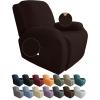 JIVINER Oversized Recliner Chair Covers 4 Piece Stretch Lazy Boy Recliner Sofa Slipcover Jacquard Large Recliner Covers with Elastic Bottom Soft Furniture Protector (XL Recliner,Dark Coffee) view 1