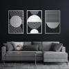 Boho Metal Wall Art, Metal Line Art Wall Decor, Geometric Metal Wall Art, Metal Minimalist Wall Art, Modern Abstract Metal Wall Art, Large Metal Wall Art for Bedroom Bathroom Living Room (19"x12" | 47x30.5 cm x 3 pcs, Silver) view 1