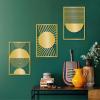Boho Metal Wall Art, Metal Line Art Wall Decor, Geometric Metal Wall Art, Metal Minimalist Wall Art, Modern Abstract Metal Wall Art, Large Metal Wall Art for Bedroom Bathroom Living Room (19"x12" | 47x30.5 cm x 3 pcs, Gold) view 1