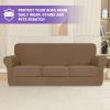 2026 Striped XL-Sofa Cover 4 Piece (91"-110"), Thick Stretch Couch Covers for 3 XL Cushion Sofa with Non-Slip Elastic Band & Bottom Ties Stay in Place, Soft Durable Oversied Slipcovers, Light Coffee view 2