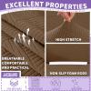 2026 Striped XL-Sofa Cover 4 Piece (91"-110"), Thick Stretch Couch Covers for 3 XL Cushion Sofa with Non-Slip Elastic Band & Bottom Ties Stay in Place, Soft Durable Oversied Slipcovers, Light Coffee view 3
