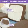2026 Striped XL-Sofa Cover 4 Piece (91"-110"), Thick Stretch Couch Covers for 3 XL Cushion Sofa with Non-Slip Elastic Band & Bottom Ties Stay in Place, Soft Durable Oversied Slipcovers, Light Coffee view 4