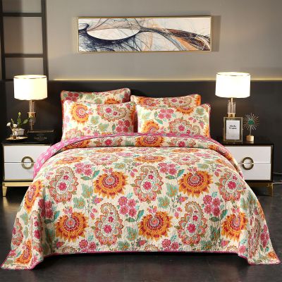 YASMENG 100% Cotton Boho Quilt Set Full Queen Size Gorgeous Paisley Floral Patterned Quilt Bedspread 98"x90" Bohemian Vibrant Exotic Ethnic Mandala Coverlet Bedding Set 3 Pieces for All Seasons