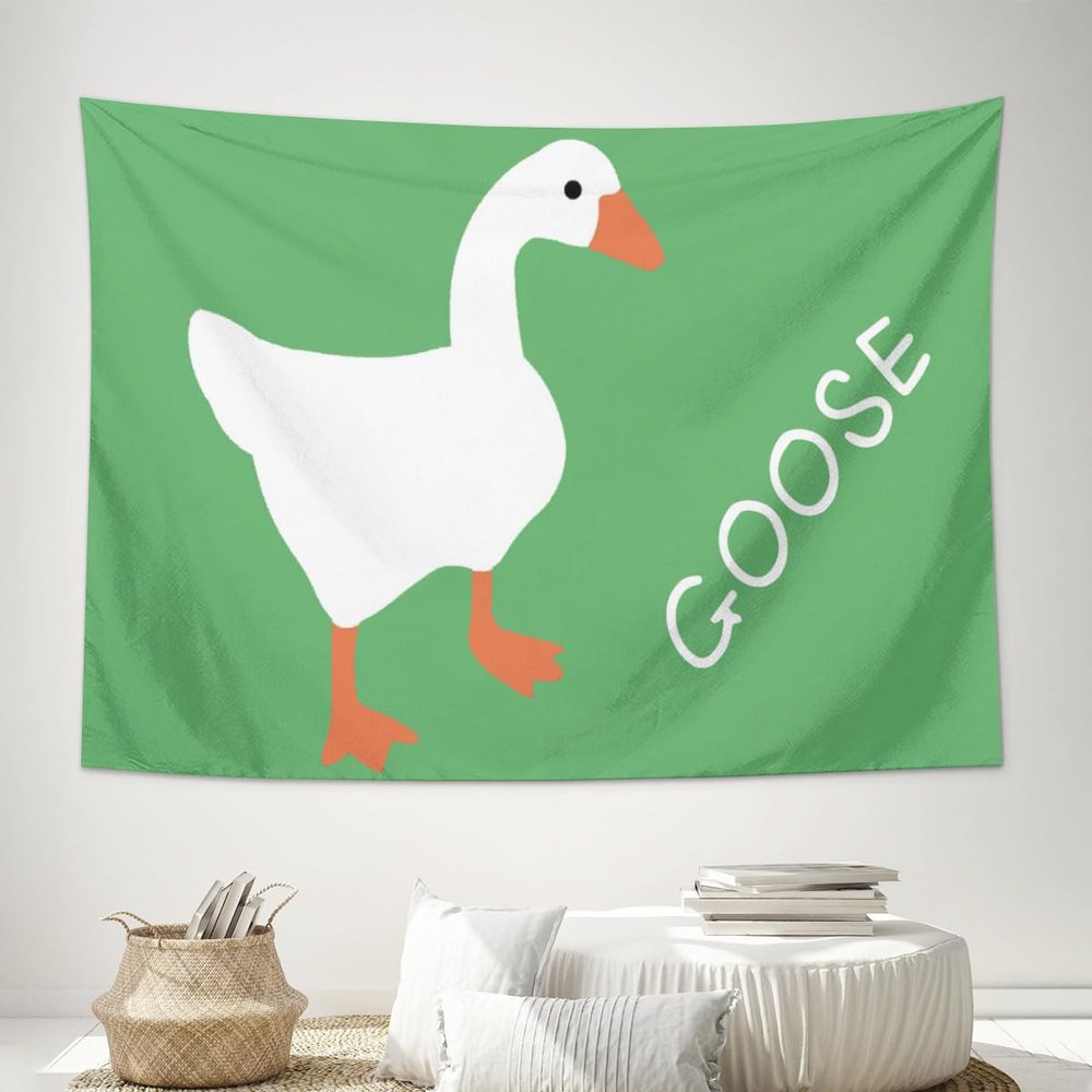 Conank White Goose Tapestry Funny Cute Duck Meme Tapestries College Dorm Apartment Poster Living Room Bedroom Wall Decor Fun Flag for Teen Men Birthday Party Decoration 60"x40"