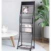 House Magazine Rack Magazine Stand Magazine Holder Floor-Standing Brochure Stand, Information Display Stand with Wheels, Magazine Rack with 4 Pockets, Newspaper Stand Easy to Move Floor Standing view 3