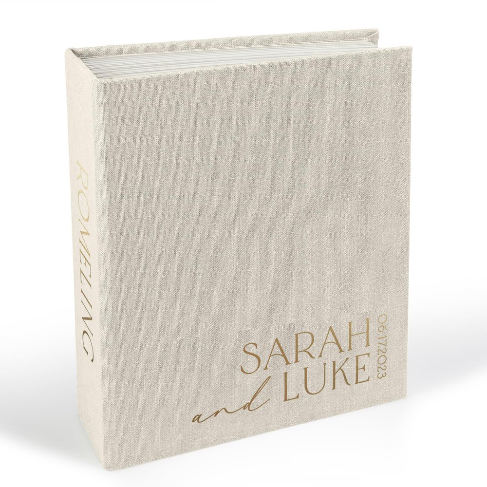 Linen Wedding Guest Book Alternative | Portrait Personalized Photo Guestbook for All Instant Photos  Mini Wide Square | Photo Booth Book for 2x6 and 4x6 Photos | Instant Photo Bridal Guest Book