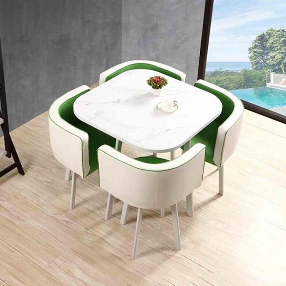 Square/Round Dining Table Set with 4 Chairs,Wooden Kitchen Table and Chairs table for four,Small Modern Conference Table with Chairs,for Reception Table and Chair Combination,Breakfast Table Set