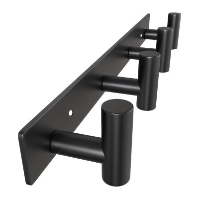 VAEHOLD Hat and Coat Wall Mount Rack - 4 Hooks for Robes, Bags, Keys, and Towels - Bathroom Towel Hanger Organizer -Black
