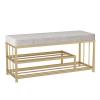 JSWHYBD Shoe Bench, 2-Tier Shoe Rack Shelf Storage Bench with Metal Mesh Shelves and Seat, Free Standing Shoe Organizer for Entryway for Living Room, Balcony 47 X 11.8 X 17.7 Inches 100X30X45CM Grey view 1