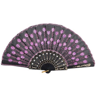 10Pcs Vintage Folding Hand Fan, Handheld Folding Fan Sequined Folding Hand Fan Wedding Party Gift Dance Props Home Decoration Colorful (Pink)