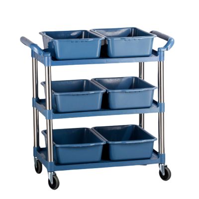LadrfT 3 Tier Rolling Utility Cart, Removable Kitchen Storage Cart for Kitchen, Bathroom, Home Office, Craft Storage and Organization (Blue 3-Tier-6-organizers)