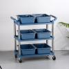 LadrfT 3 Tier Rolling Utility Cart, Removable Kitchen Storage Cart for Kitchen, Bathroom, Home Office, Craft Storage and Organization (Blue 3-Tier-6-organizers) view 2