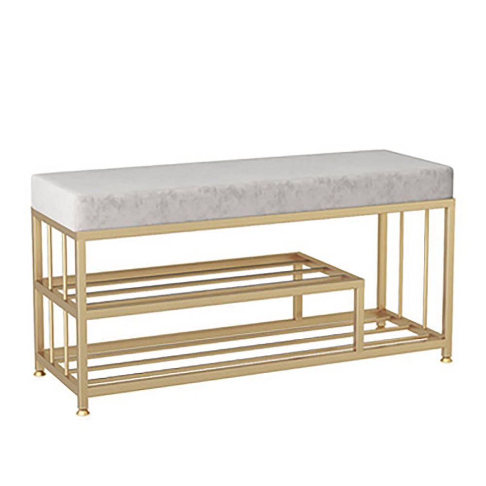 JSWHYBD Shoe Bench, 2-Tier Shoe Rack Shelf Storage Bench with Metal Mesh Shelves and Seat, Free Standing Shoe Organizer for Entryway for Living Room, Balcony 47 X 11.8 X 17.7 Inches 80X30X45CM Grey