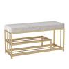 JSWHYBD Shoe Bench, 2-Tier Shoe Rack Shelf Storage Bench with Metal Mesh Shelves and Seat, Free Standing Shoe Organizer for Entryway for Living Room, Balcony 47 X 11.8 X 17.7 Inches 80X30X45CM Grey view 1