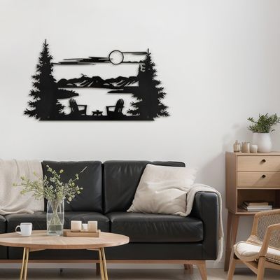 SIGNLEADER Metal Wall Art Decor Leisurely Sunset Modern Abstract Wall Sculpture Hangings Home Decoration for Living Room, Bedroom, Bathroom, Kitchen, Outdoor - 36" Black