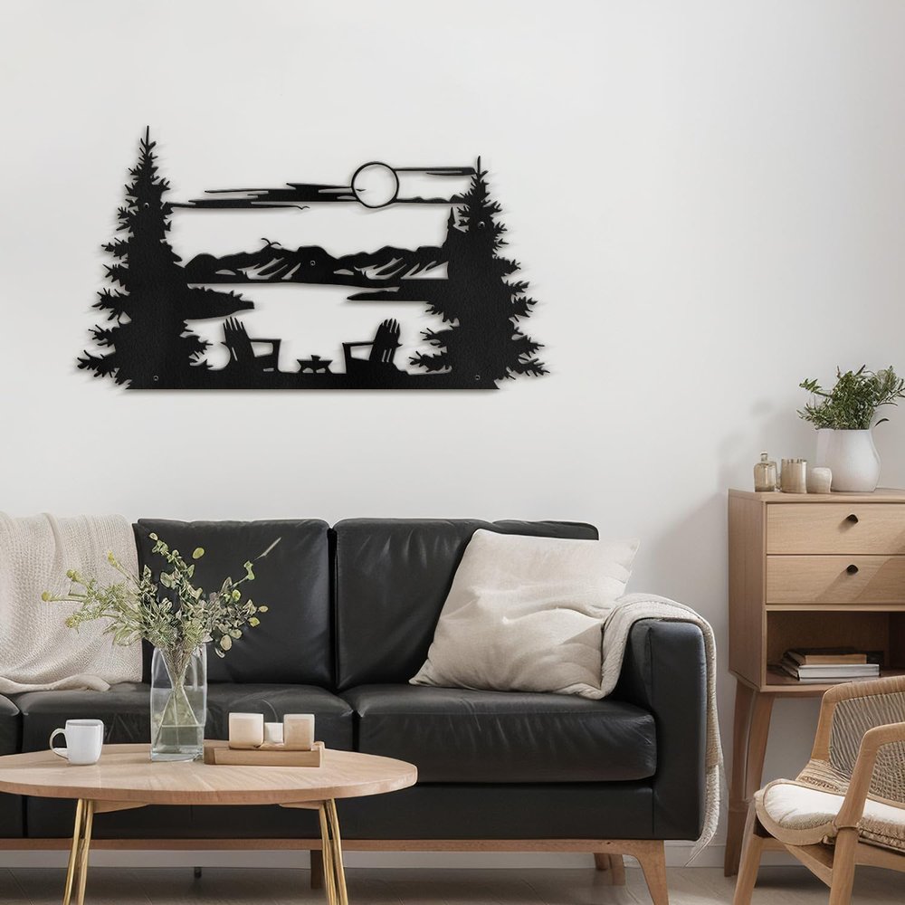 SIGNLEADER Metal Wall Art Decor Leisurely Sunset Modern Abstract Wall Sculpture Hangings Home Decoration for Living Room, Bedroom, Bathroom, Kitchen, Outdoor - 36" Black