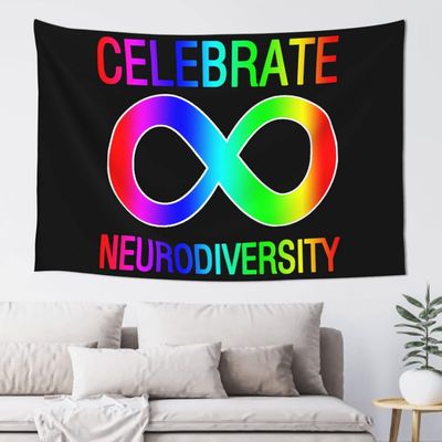 WETEYAFU Celebrate Neurodiversity Wall Tapestry, Decoration Party Banner Living Room Bedroom Background Home Wall Decoration Tapestry, 60x40 Inches