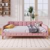 Modern Linen Upholstered Daybed with 4 Support Legs, Full Size Button Tufted Sofa Daybed Frame with Wood Slats Support for Bedroom Living Room Guest Room, No Box Spring Needed (Rubine-01, Full) view 3