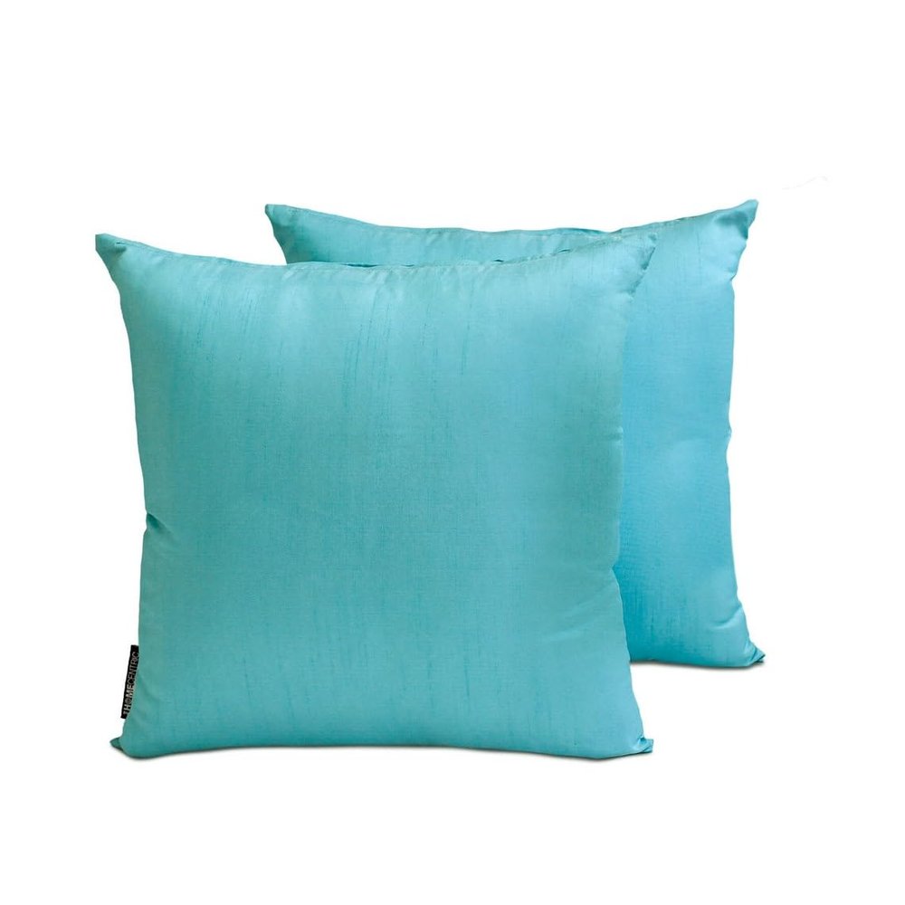 The HomeCentric Decorative Lumbar Pillow Cover Sea Green Pack of 2, 12"x20" (30x50 cm) Art Silk Plain & Solid Oblong Pillow Cover, Modern Cushion Cover Style - Sea Green Luxury