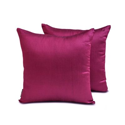 The HomeCentric Decorative Lumbar Pillow Cover Magenta Pack of 2, 20"x36" (50x90 cm) Art Silk Plain & Solid Oblong Pillow Cover, Modern Cushion Cover Style - Magenta Luxury
