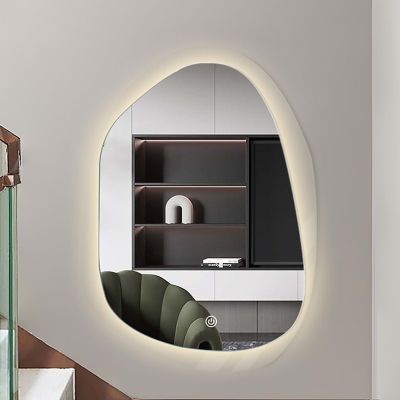 500X500 mm Illuminated Backlit LED Bathroom Mirror, Wall Mounted Multifunction Bathroom Vanity Mirror with Lights and Demister Pad, Energy-Saving Illuminated Smart Mirror 70*90CM tricolorlight
