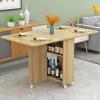 Kitchen Folding Dining Table, Modern Drop Leaf Dining Table Expandable Kitchen Table with 6 Wheels, Foldable Extendable Space Saving Table with 2 Tier Storage, Ideal for Restaurant, Kitchen, Bedroom ( view 1