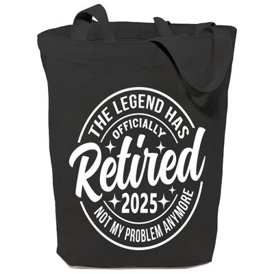 GXVUIS The Legend Has Officially Retired 2025 Women Canvas Tote Bag Reusable Grocery Shoulder Shopping Bags Retirement Gift Black