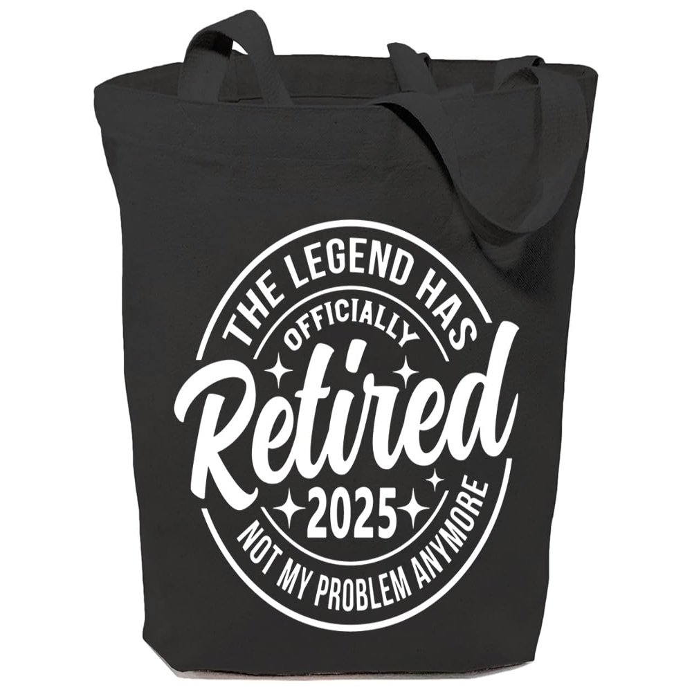 GXVUIS The Legend Has Officially Retired 2025 Women Canvas Tote Bag Reusable Grocery Shoulder Shopping Bags Retirement Gift Black