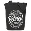 GXVUIS The Legend Has Officially Retired 2025 Women Canvas Tote Bag Reusable Grocery Shoulder Shopping Bags Retirement Gift Black view 1