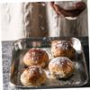 BESTOYARD 1pc Stainless Steel Bakeware Snacks Holder Plate Stainless Steel Cookie Pan Oven Cookie Tray Stainless Steel Baking Cake Pan Pizza Pan Bread Oven Baking Plate Oven Tray Metal view 4