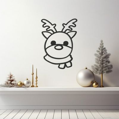 LaModaHome Christmas Reindeer Metal Wall Art for Nurseries, Festive Home Decoration, Charming Holiday Decor, Seasonal Indoor Accent, Festive Design - 19.7"x27.6"/50x70cm