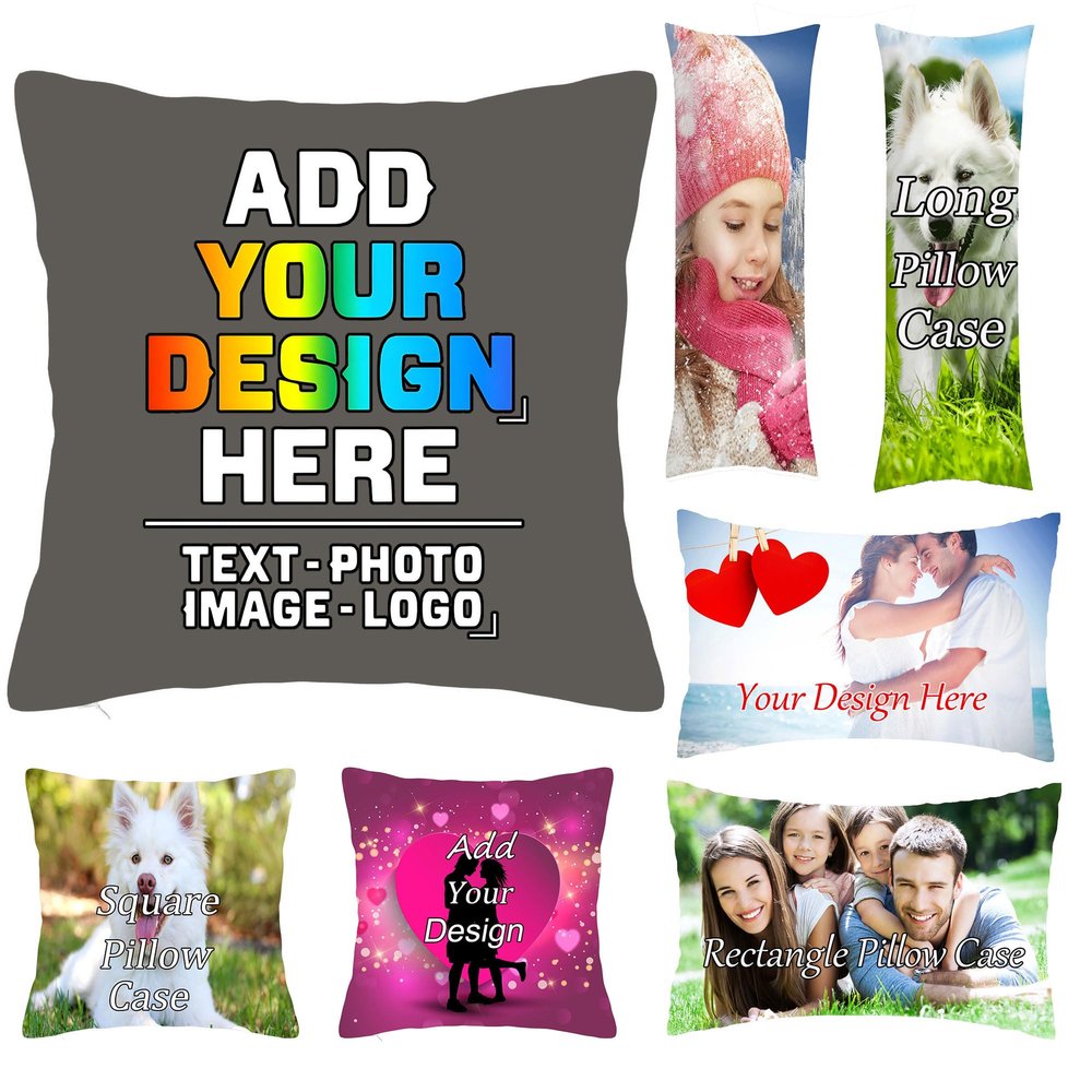 Pzwqkyn Square Personalized Pillow Cases, Custom Pillow Cover with Names Photos for Couples Kids Friends Family Pet Wedding Print Double Sided Customized Throw Pillow Design Logo Keepsake 18"x 18"