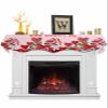 Valentine's Day Fireplace Mantel Scarf Cover, Mantel Shelf Top Scarf Runner for Christmas Halloween Thanksgiving Fall Indoor Decorations Red Stripes Gnomes Love Rose Pink 60'' L x 17'' W view 1