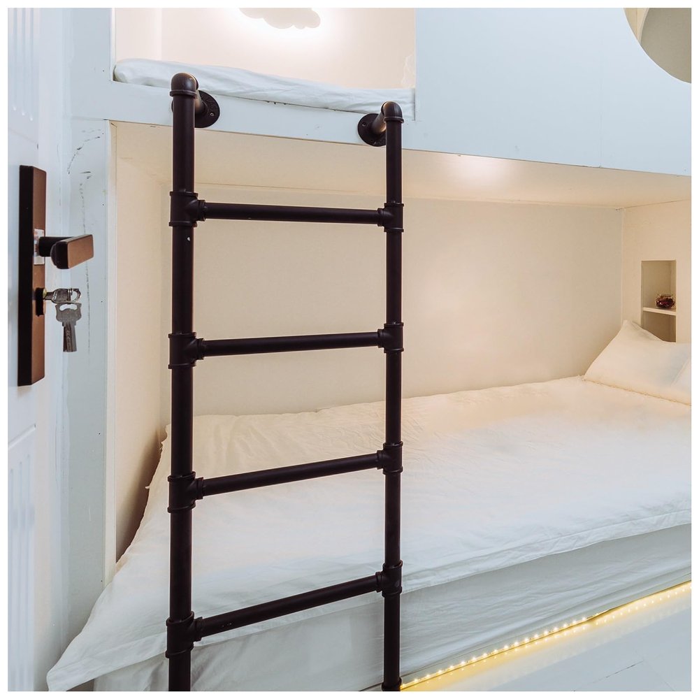 50 52 53 60 66 72 80 Inch Attic Ladder, High Twin Bunk Bed Ladder for RVs Kid Room School, Heavy-Duty Wrought Iron Climbing Ladders, with Hardware ( Color : Black , Size : 80inch/6.7ft/203cm H )