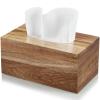 ALELION Rectangular Tissue Box Cover for 120, 160 Count Box - Acacia Wood Rectangle Tissue Box Holder - Decorative Facial Cube Tissue Box Cover for Tabletop Night Stands Bathroom Office view 1