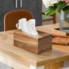 ALELION Rectangular Tissue Box Cover for 120, 160 Count Box - Acacia Wood Rectangle Tissue Box Holder - Decorative Facial Cube Tissue Box Cover for Tabletop Night Stands Bathroom Office view 3