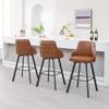 FIRAVOE Bar Height Stool Set, High Back Faux Leather Kitchen Bar Stools, Dark Brown (3PCS 30" Bar Stools) view 1