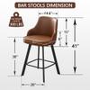 FIRAVOE Bar Height Stool Set, High Back Faux Leather Kitchen Bar Stools, Dark Brown (3PCS 30" Bar Stools) view 2