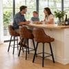 FIRAVOE Bar Height Stool Set, High Back Faux Leather Kitchen Bar Stools, Dark Brown (3PCS 30" Bar Stools) view 4