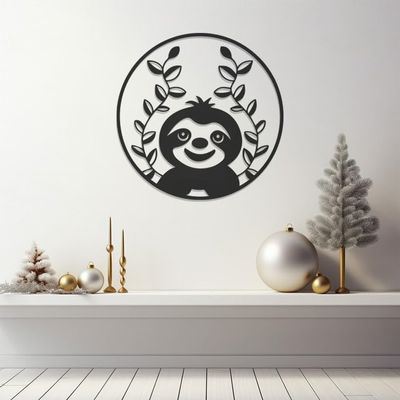LaModaHome Sloth Metal Wall Art, Hanging Sloth Decor, Sloth Lover Gift, Unique Home Accent, Contemporary Animal Wall Sculpture, Nature Inspired Artwork - 23.6"x23.6"/60x60cm