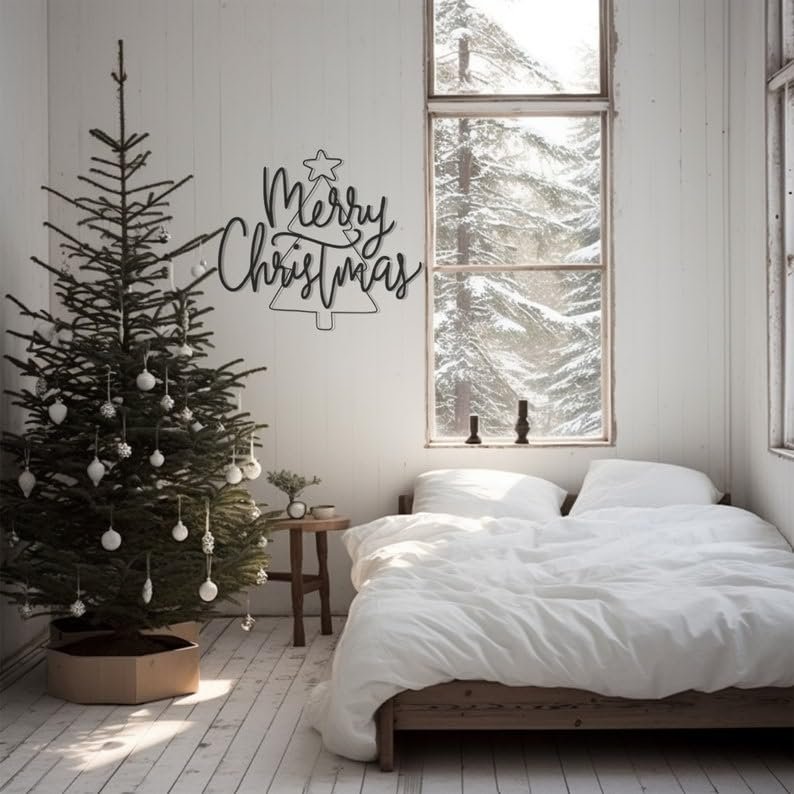 LaModaHome Living Room Decor Pine Tree, Weatherproof Custom Metal, Home Wall Art, Christmas Gift,Housewarming Fine Art Decor, Metal Wall Hangings - 27.6"x30.3"/70x77cm