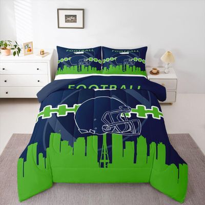 Erosebridal Football Comforter Set King, Sports Game Down Comforter with 2 Pillowcases Warm, Football Bed Sets for Kids Boys,