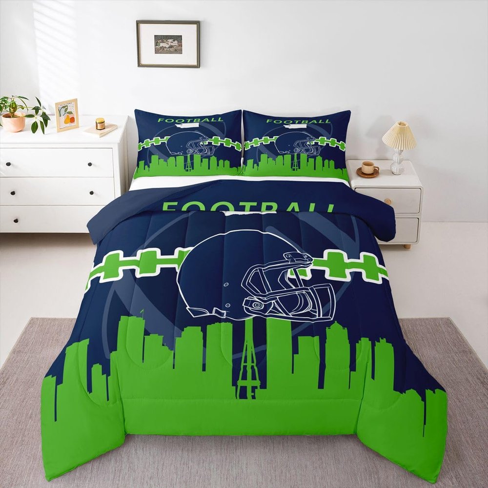 Erosebridal Football Comforter Set King, Sports Game Down Comforter with 2 Pillowcases Warm, Football Bed Sets for Kids Boys,