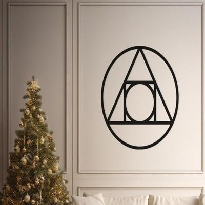 LaModaHome Geometric Harmony Metal Wall Art for Study, Entryway - Chic Minimalist Decor, Abstract Design, Modern Home Accent, Peaceful Symbol - 7.9"x7.9"/20x20cm