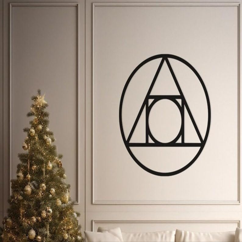 LaModaHome Geometric Harmony Metal Wall Art for Study, Entryway - Chic Minimalist Decor, Abstract Design, Modern Home Accent, Peaceful Symbol - 7.9"x7.9"/20x20cm