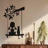 LaModaHome Cats on Swing Wall Art, Whimsical Feline Metal Decor for Pet Lovers, Cozy Indoor Spaces Accent, Playful Garden Scene - Charming Home Decor - 11.8"x14.2"/30x36cm view 1